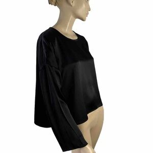 Zoran minimalist black silk dolman sleeves blouse one size